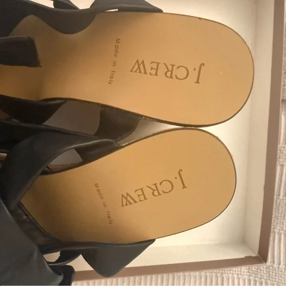 J. Crew | NEW IN BOX Black Leather Wedge Sandals Size 8 - Picture 5 of 9
